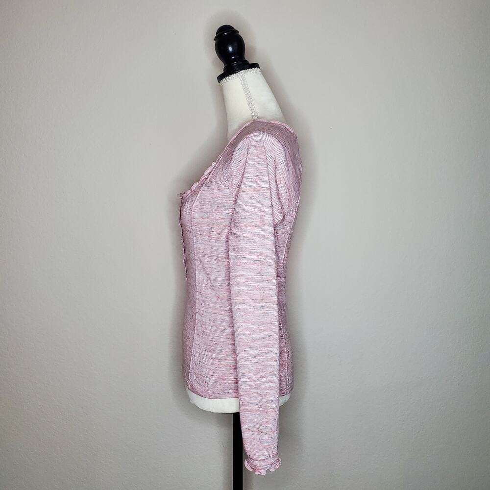 Free People Pink Roxy Ruffle Long Sleeve Top Small - Picture 2 of 7